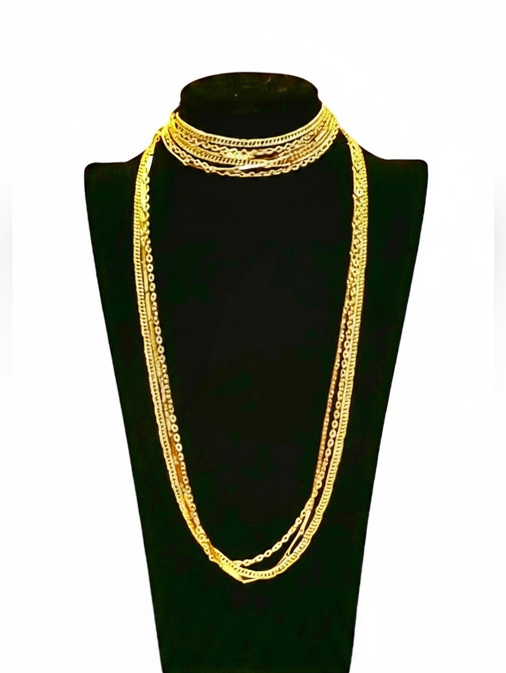 Vintage Gold Tone Multi Strand Esclavage Necklace 46"